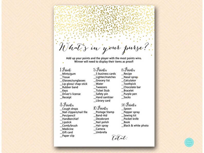 Gold Bridal Shower Games Baby Shower Purse Bridal Shower Etsy Gold Bridal Shower Games Baby Shower Purse Bridal Shower Etsy