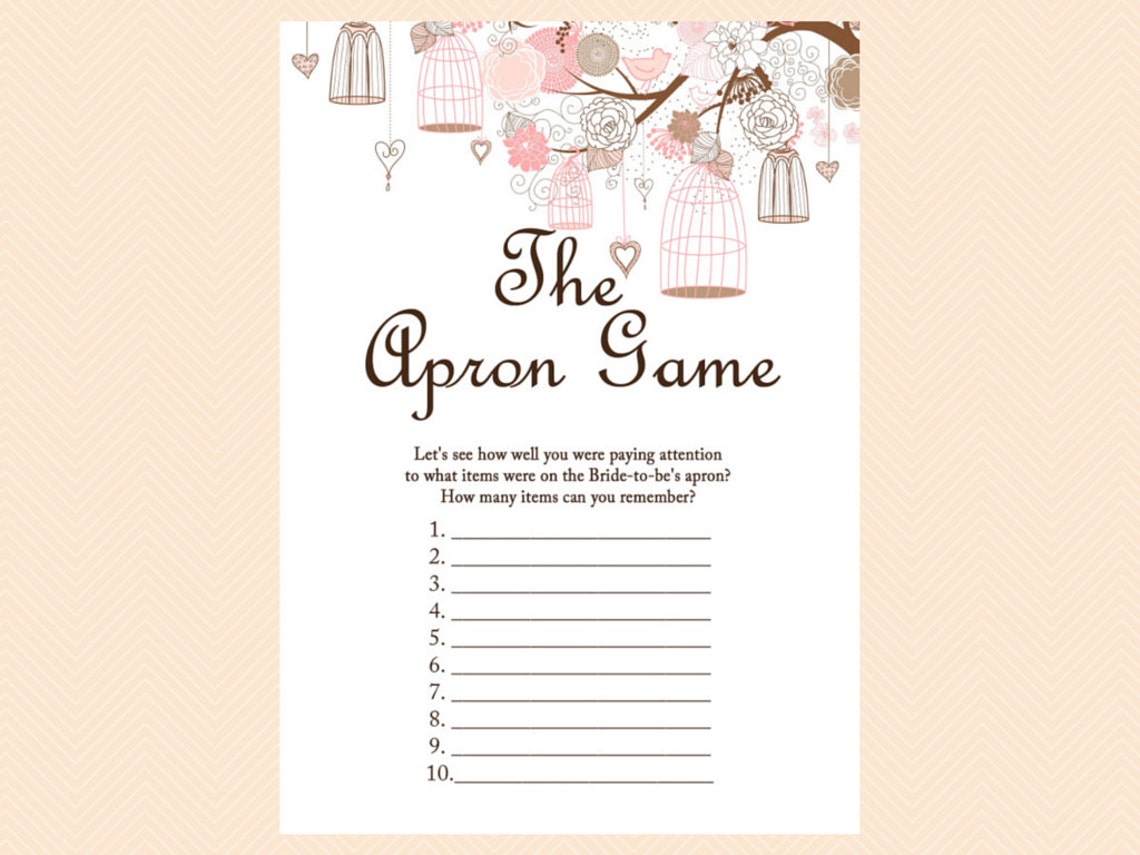 The Apron Game, Apron Bridal Shower Game, Memory Game, Bridal Shower ...