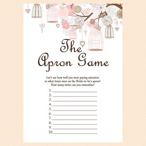 The Apron Game, Apron Bridal Shower Game, Memory Game, Bridal Shower ...