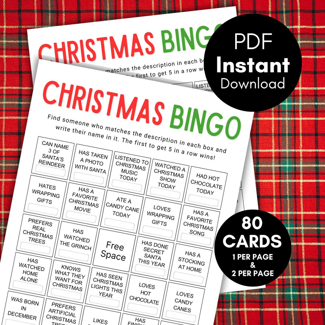 Christmas Find the Guest Bingo Game, Holiday Party Icebreaker (instant ...
