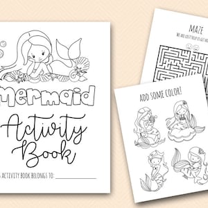 Mermaid Party Favor, Coloring and Activities book Pages, Download, Kids Fun Book, Mermaid Birthday Party Gift, Mermaid Coloring Book BP605