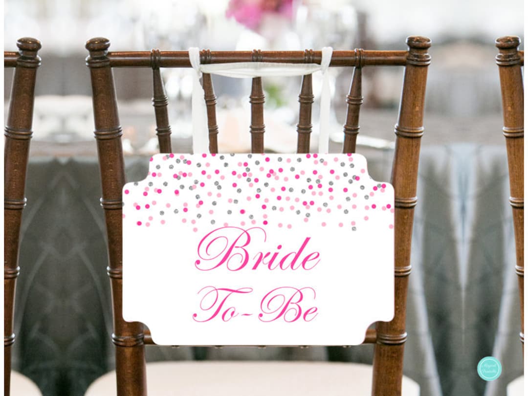 Silver and Pink Bride to Be Chair Banner, Bridal Shower Decoration