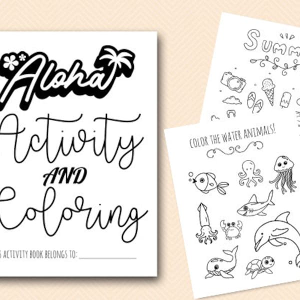 Hawaii Coloring and Activities book Pages, Hawaii Holiday Coloring, Instant Download File, Kids Fun Book, Aloha Holiday Coloring Book TLC662