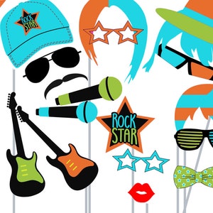 Print Yourself Rockstar Photo Booth Party Props, Rock n Roll