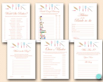 Kitchen Bridal Shower Games Package, Download, Recipe bridal shower, over or under, who am i, favorite memory, would she rather, BS20