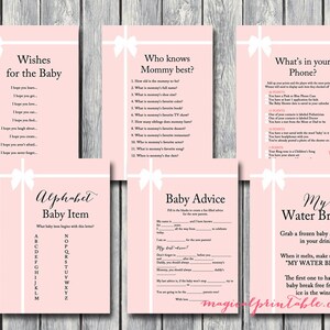Pink baby shower games, printable games, instant download, Girl, Baby Shower Games Printable, Girl Baby Shower Activities TLC86
