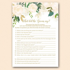 Gold Bluff Bridal Shower Games, What did the Groom Say, What did he say about her, Newlywed Game, Bridal Shower Game, Games Download BS530P