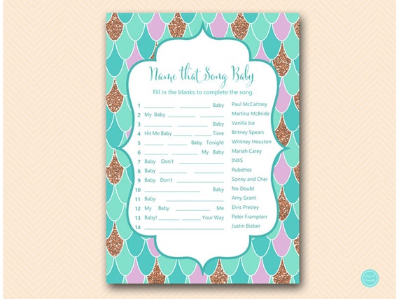 Mermaid Name that Baby Song, Baby Song Game, Baby Shower Games, Baby Shower Games Download, Baby Shower Activities TLC516 Il_570xn