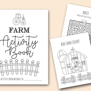 Farm Coloring and Activities book Pages, Instant Download File, Kids Fun Book, Farm Birthday Party Gift, Farm Animals Coloring Book BP669j