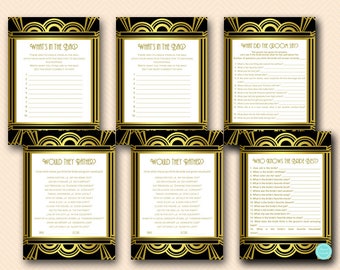 Roaring Twenties Bridal Shower Games, Art Deco Bridal Shower Games, Black and Gold, Art Deco, put a ring on it game, BS31