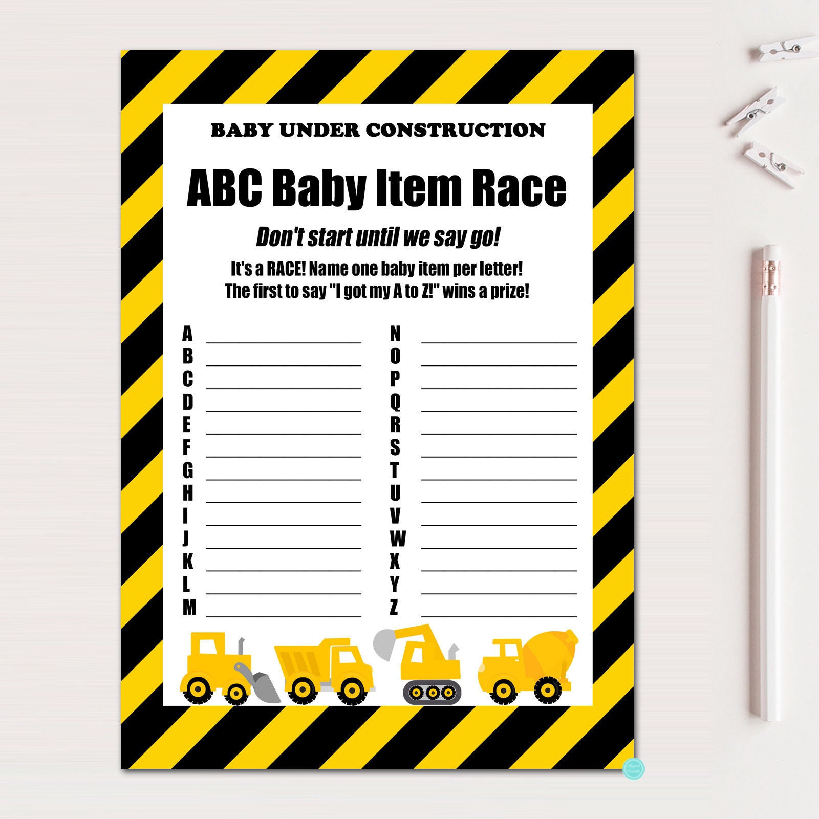 ABC Baby Item Game Guess the baby item race Alphabet baby Etsy