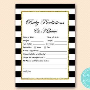 Prédictions et conseils de bébé or imprimables, prédictions pour bébé, prédictions de bébé, jeux de douche de bébé, activités de douche de bébé TLC135