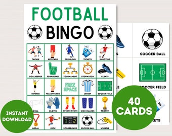 Football Bingo Cards, Printable Football bingo, Download Football bingo, Soccer Party, Soccer games, Football Party, Football Party, bs701