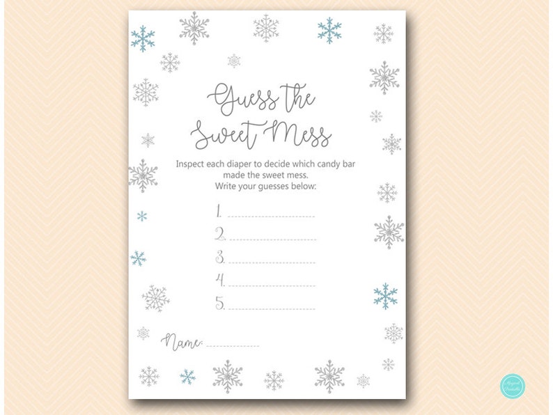 Snow Baby Shower Games Guess The Sweet Mess Dirty Diaper Etsy Snow Baby Shower Games Guess The Sweet Mess Dirty Diaper Etsy