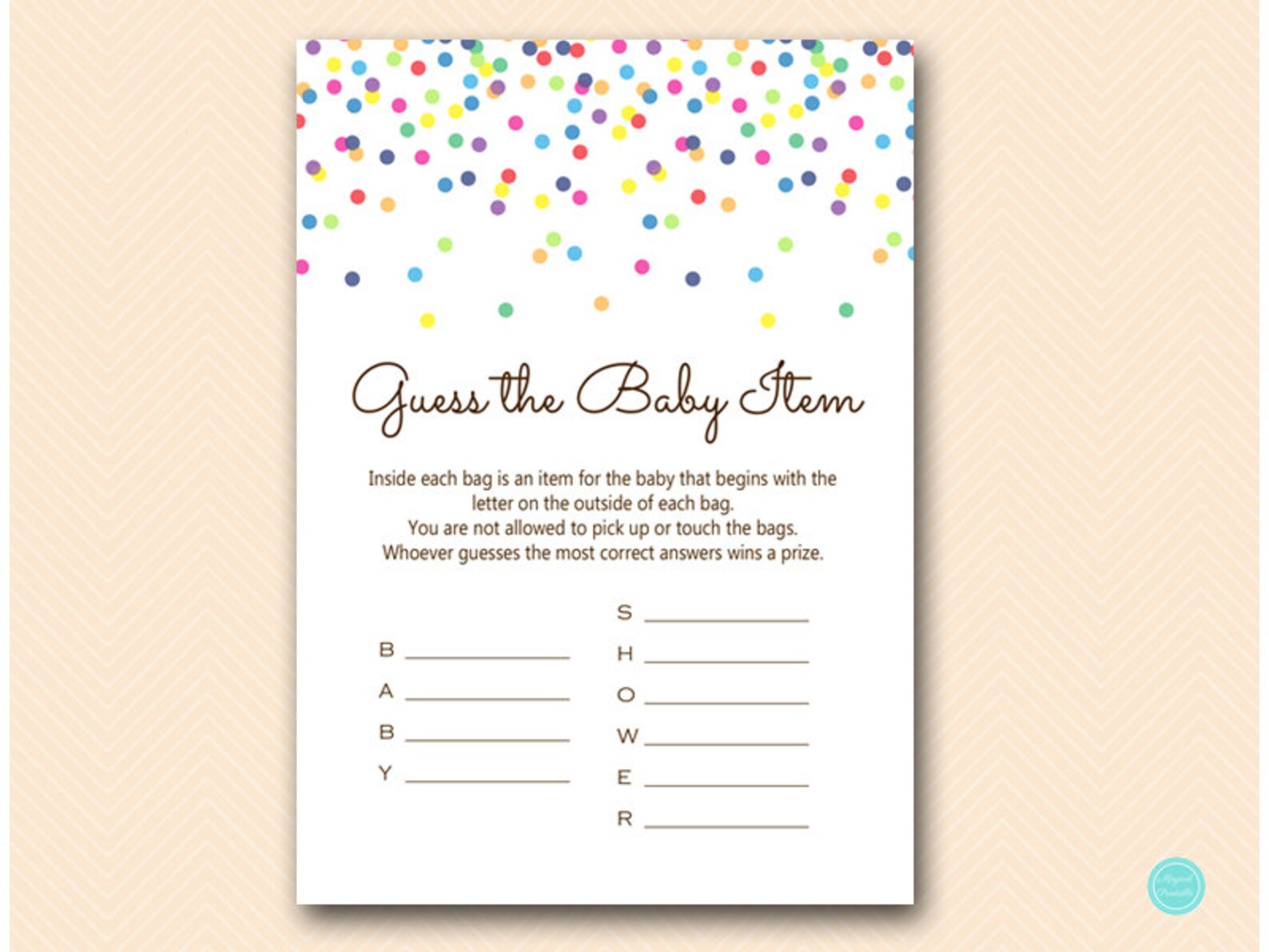 Guess the Baby Item Game Whats in the Bag Baby Scrabble Game Etsy