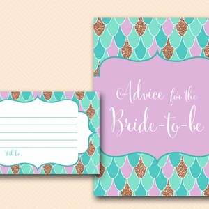 Mermaid Bridal Shower Games, Advice for the Bride to be Card, Advice for the Bride, Bridal Shower Activities, Bridal Shower Printable BS516 image 1