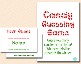 Christmas Candy Guessing Game Printable, Guess how many candies in Jar, Christmas Game, Christmas Activity TLC659