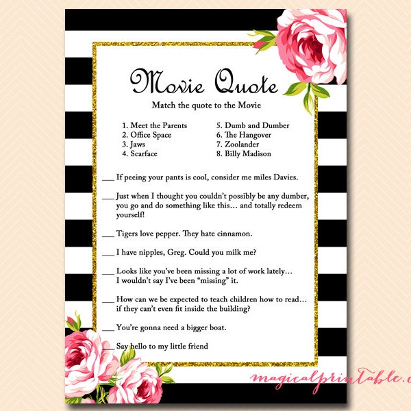 Baby Shower Movie Quote Game Etsy
