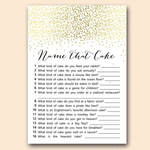 Gold Bridal Shower Games, Name that Cake, Name that wedding cake, Bridal Shower Cake Game, Bridal Shower Game, BS472B image 1