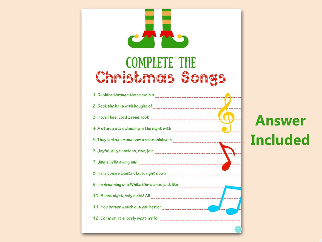 Christmas Song Game, Finish the Christmas Song, Christmas Family Game