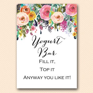 Yogurt bar sign, Printable dessert sign, Yogurt bar printable, Printable Bridal Shower Signage, Wedding Sign Printable BS138 SN34 BP138
