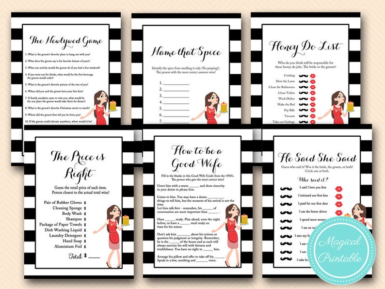 Instant Download, Modern housewife Bridal Shower Game pack, Bachelorette, Wedding Shower BS166 image 1