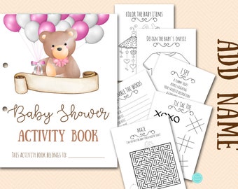 Custom Name Baby Shower Kids Activity Book Coloring, Baby Shower Coloring, Baby Shower Games for kids, Printable, Kids table, TLC662 TLC709