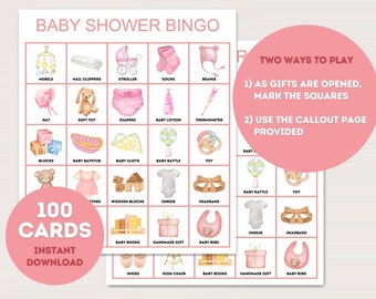 Mädchen Baby Shower Bingo Karten, Prefilled Baby Bingo Karten, Baby Geschenk Bingo Karten, Baby Shower Bingo Spiel, Baby Girl Baby Bingo, bs701