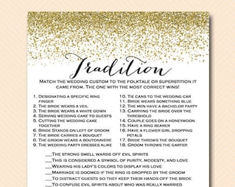Why do we do that, tradition quiz, bridal shower printable game, Gold Glitter Bridal Shower, Confetti, Bachelorette, Wedding Shower BS88