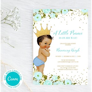 Editable Prince Baby Shower Invitations, Little Prince, Editable Royal Prince Invitations, Prince Birthday Invitation, TLC700 E canva
