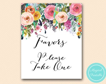 favors signage, thank you sign, Bridal, Baby, Wedding Signage, Wedding Sign Printable, Romantic Floral Bridal Shower BS138 SN34 TLC140 BP138