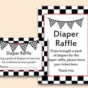 Racing Baby Shower Games, Diaper Raffle Ticket, Diaper Raffle Sign, Diaper Raffle Printable, Shower Activities, Baby Shower Games, TLC113 image 1