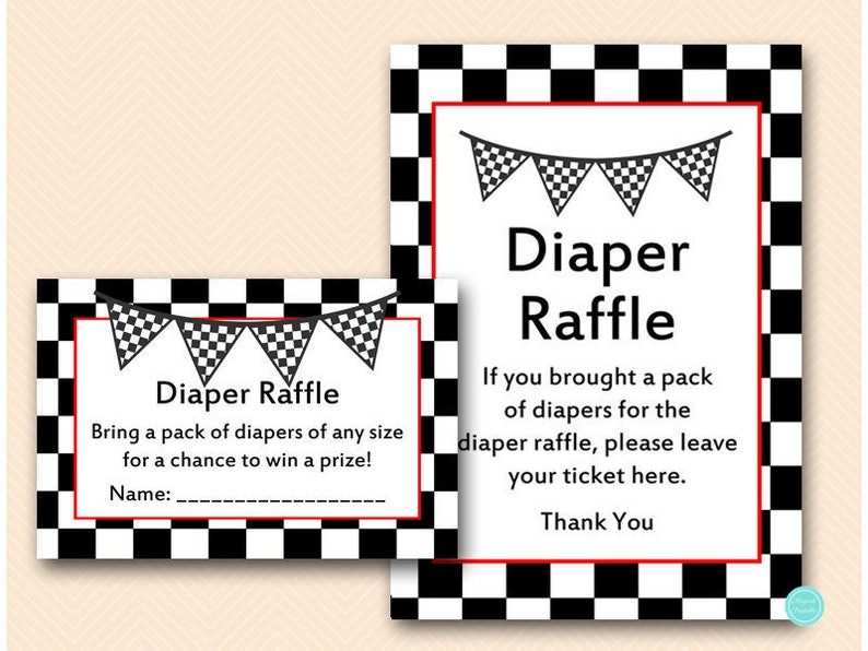 Racing Baby Shower Games, Diaper Raffle Ticket, Diaper Raffle Sign, Diaper Raffle Printable, Shower Activities, Baby Shower Games, TLC113 image 1