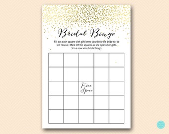 Gold Bridal Shower Games, Bridal Bingo, Bridal Bingo Cards, Bridal Shower bingo Game Printable, Bridal Shower Game, BS472B dd