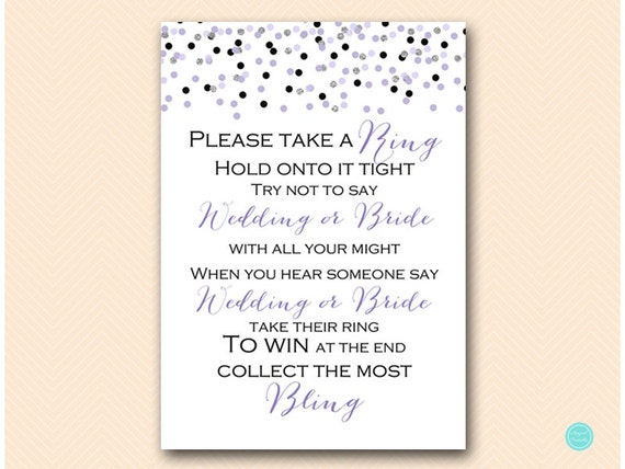 Put a Ring on it Game Silver Lavender Bridal Shower Games Printable ...