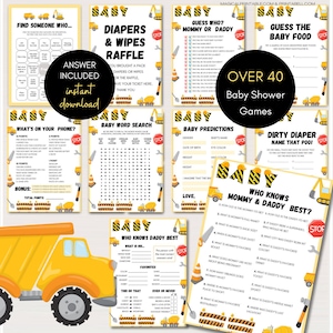 Paquete de letreros para fiesta de construcción, letreros imprimibles para baby shower de construcción, decoración para fiesta de construcción, descarga, TLC716
