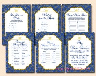 Prince Baby Shower Games, Instant Download, Printable Games, Royal Prince Baby Shower Games Printable, Baby Shower TLC109