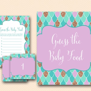 Mermaid Baby Shower Games, Guess the Baby Food, baby food jar game Baby Shower Games Download, Baby Shower Activities TLC516