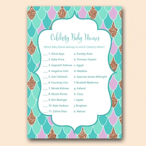 Mermaid Baby Shower Games, celebrity baby name game, Celebrity Baby Name, celebrity moms, Baby Shower Games, Baby Shower Games TLC516 image 1