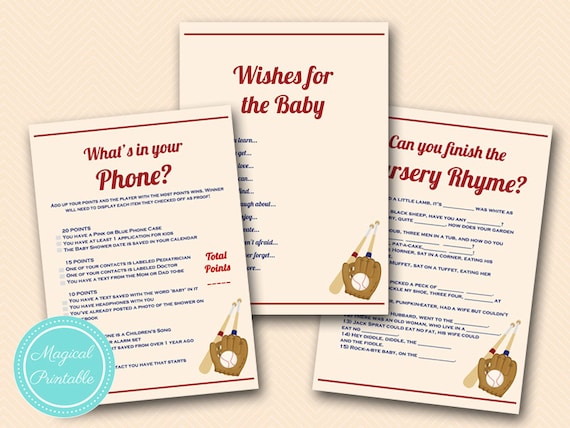 baseball themed baby shower games