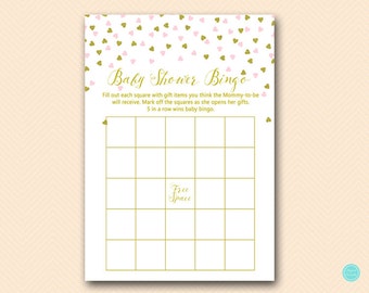 Pink Gold Baby Shower Games, Bingo Baby Shower Game, Baby Shower Bingo, Baby Shower Bingo Cards, Baby Shower Games, Games Printable TLC488P