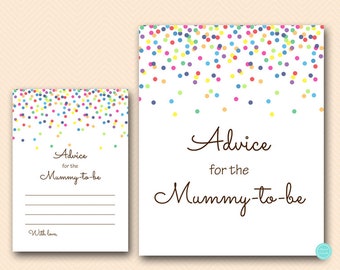 Advice for mummy to be card and sign, advice for new mummy, baby sprinkle, Baby Shower Games Printable, Baby Shower Activities, TLC108