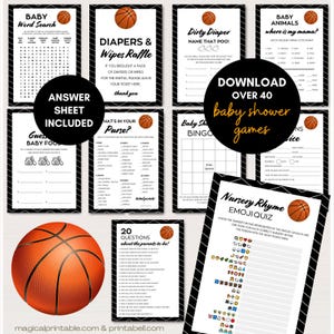 Basketball Baby Shower Games Bundle, Basketball Baby Shower, Basketball Themed Baby Shower, Basketball Baby Shower Games, TLC797