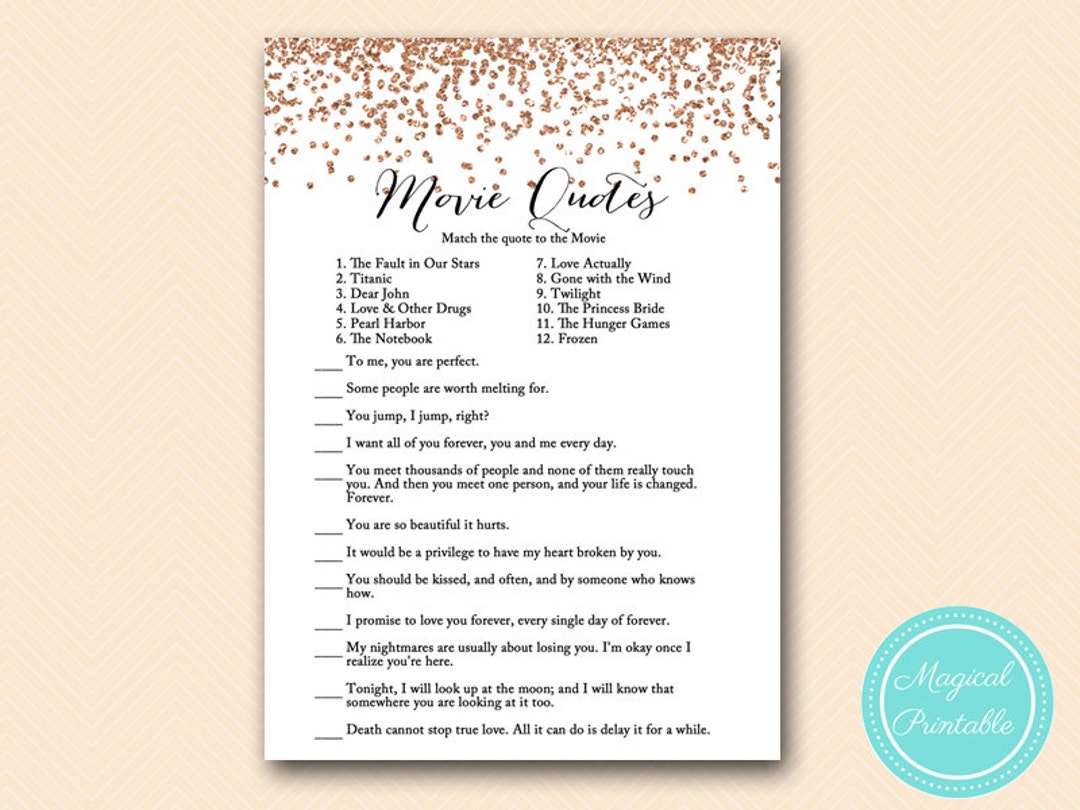 Movie Game Famous Love Quote From Movie Game Printable Rose - Etsy