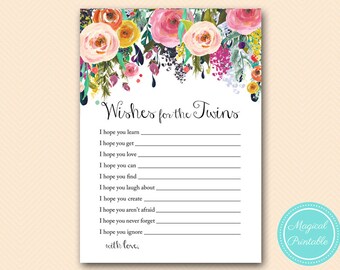 wishes for the twins, Floral garden Baby Shower Games, Baby Shower Activities TLC140