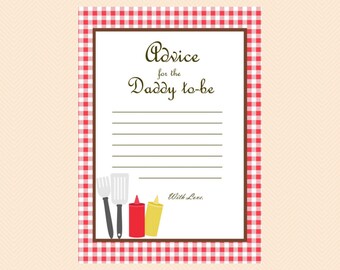 Advice Cards, Advice for Daddy, Advice for Mommy, Advice for parents, Man Shower, BBQ Baby Shower Games Printables, Rustic Baby Shower TLC23