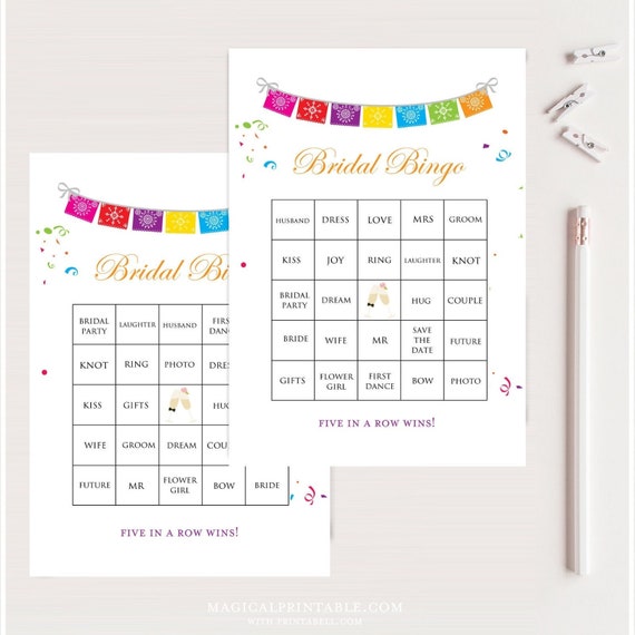 50 Prefilled Bridal Shower Bingo Cards, Bridal Shower Bingo, Instant Download, Printable Bridal Shower Game, Fiesta Bridal Bingo, BS136 Il_570xn