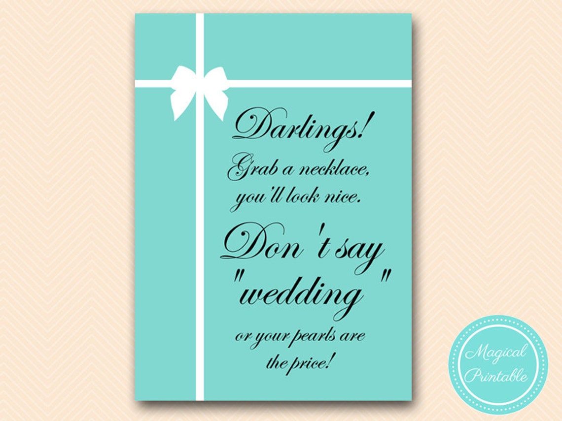 Don't Say Wedding Game Take a Necklace Game Aqua Bridal Etsy