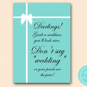 Don't Say Wedding Game, Take a Necklace Game, Aqua Bridal Shower Game ...