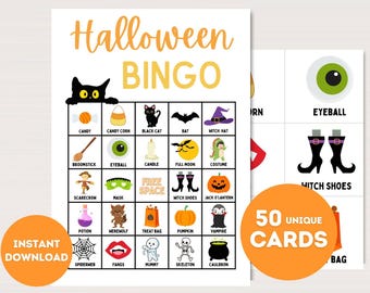 Halloween Bingo Cards, Halloween bingo, Kids Halloween Party Activity, Halloween Party Game, Halloween Game, Halloween themed bingo, bs701